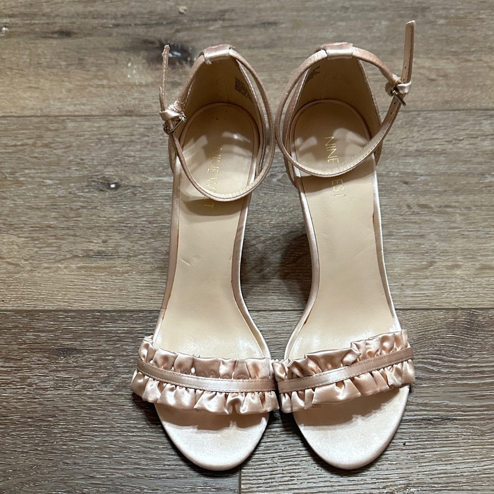 Nine West Blush Ruffle Ankle Strap Heels